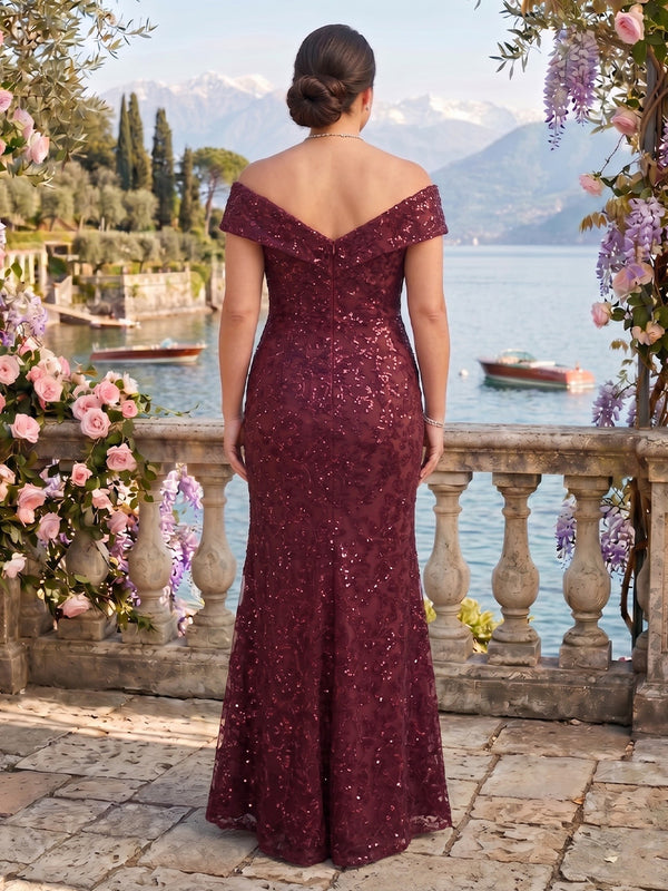 Sequin Off the Shoulder Mermaid Mother of the Bride/Groom Dresses Plus Size