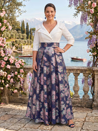Jacquard Plus Size V Neck A Line Mother of the Bride/Groom Dresses