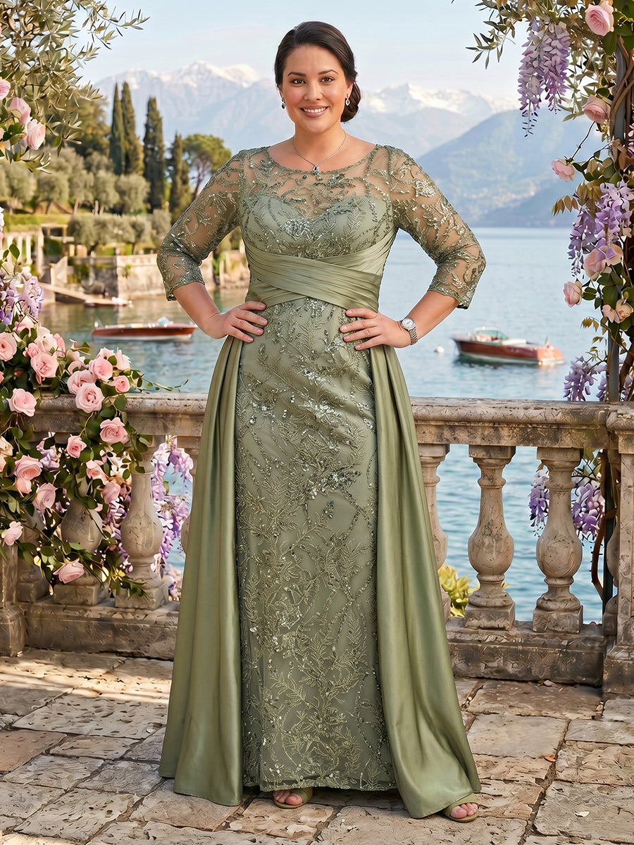 Sequin Long Sleeves Plus Size A Line Mother of the Bride Dresses