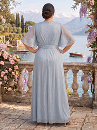 Tulle Short Sleeves Plus Size A Line V Neck Mother of the Bride Dresses