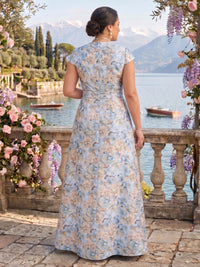 Jacquard Plus Size V Neck A Line Mother of the Bride/Groom Dresses