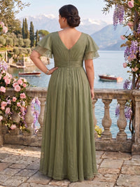 Tulle Short Sleeves Plus Size A Line Round Neck Mother of the Bride Dresses