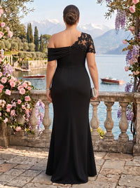 Satin One Shoulder Plus Size Mermaid Long Mother of the Bride Dresses
