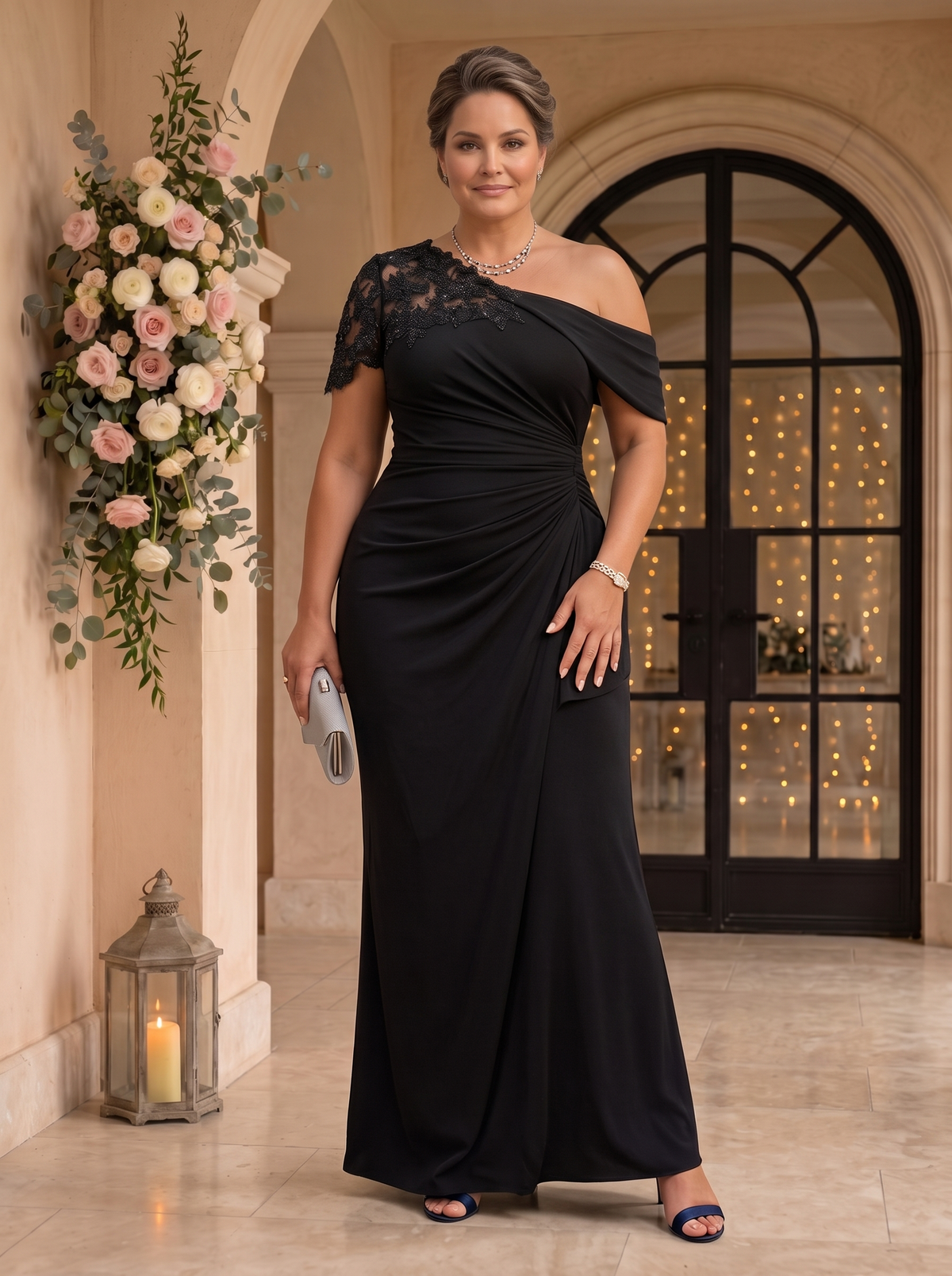 Satin One Shoulder Plus Size Mermaid Long Mother of the Bride Dresses