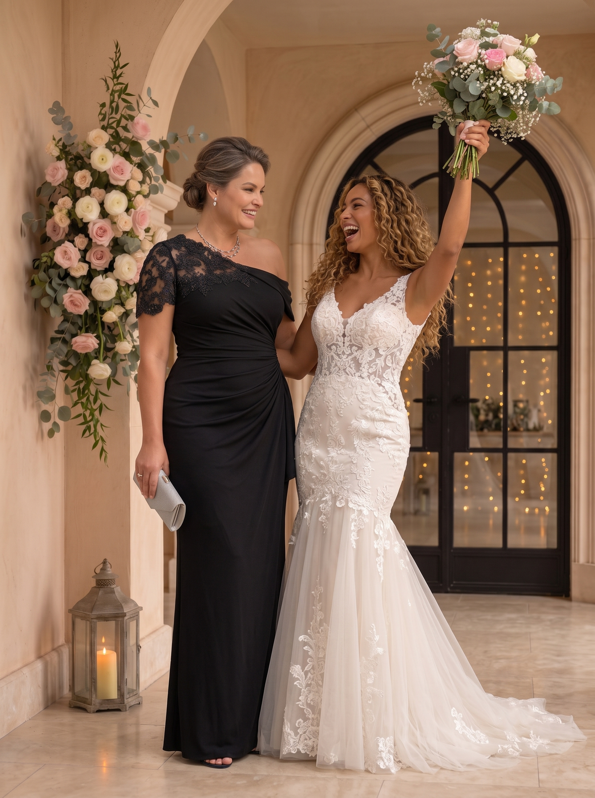 Satin One Shoulder Plus Size Mermaid Long Mother of the Bride Dresses