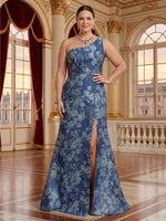 Jacquard Plus Size One Shoulder Mermaid Mother of the Bride/Groom Dresses