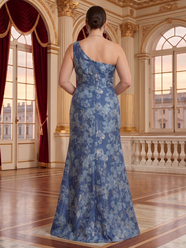 Jacquard Plus Size One Shoulder Mermaid Mother of the Bride/Groom Dresses