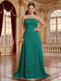 Strapless A Line Sleeveless Lace Mother of the Bride/Groom Dresses Plus Size