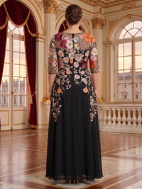Jacquard Plus Size Jewel A Line Chiffon Mother of the Bride/Groom Dresses