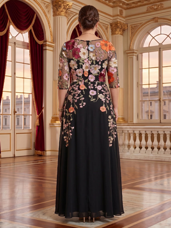 Jacquard Plus Size Jewel A Line Chiffon Mother of the Bride/Groom Dresses