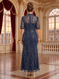 V Neck Mermaid Tea Length Mother of the Bride/Groom Dresses Plus Size