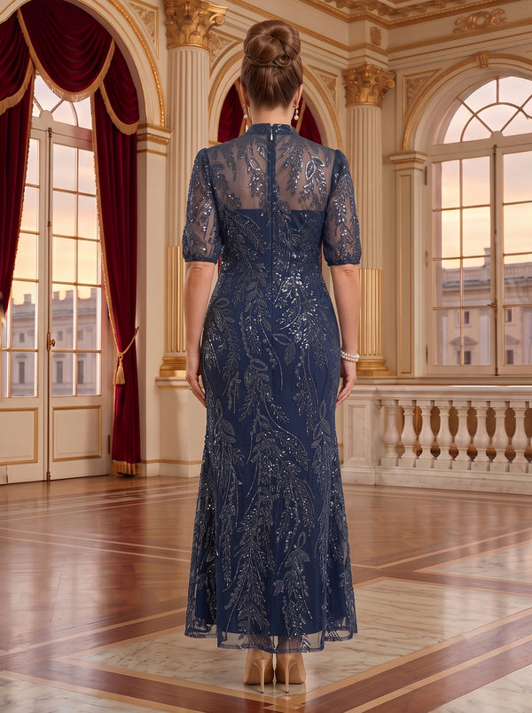 V Neck Mermaid Tea Length Mother of the Bride/Groom Dresses Plus Size