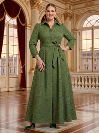 Jacquard Plus Size V Neck A Line Long Sleeves Mother of the Bride/Groom Dresses