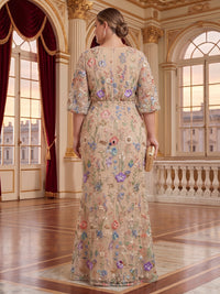 Jacquard Plus Size V Neck Mermaid Mother of the Bride/Groom Dresses