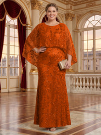 Jacquard Plus Size Jewel Mermaid Mother of the Bride/Groom Dresses with Cape