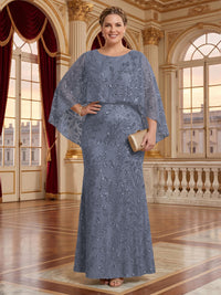 Jacquard Plus Size Jewel Mermaid Mother of the Bride/Groom Dresses with Cape