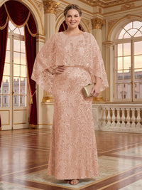 Jacquard Plus Size Jewel Mermaid Mother of the Bride/Groom Dresses with Cape