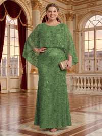Jacquard Plus Size Jewel Mermaid Mother of the Bride/Groom Dresses with Cape