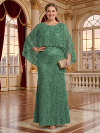 Jacquard Plus Size Jewel Mermaid Mother of the Bride/Groom Dresses with Cape