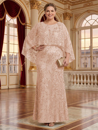 Jacquard Plus Size Jewel Mermaid Mother of the Bride/Groom Dresses with Cape
