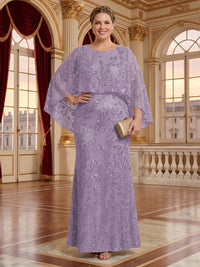 Jacquard Plus Size Jewel Mermaid Mother of the Bride/Groom Dresses with Cape