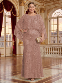Jacquard Plus Size Jewel Mermaid Mother of the Bride/Groom Dresses with Cape