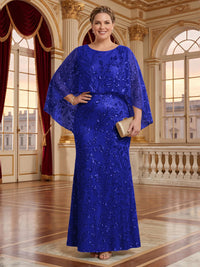 Jacquard Plus Size Jewel Mermaid Mother of the Bride/Groom Dresses with Cape