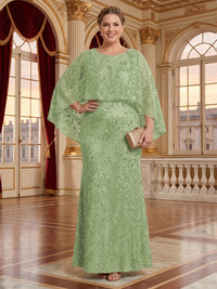Jacquard Plus Size Jewel Mermaid Mother of the Bride/Groom Dresses with Cape