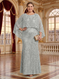 Jacquard Plus Size Jewel Mermaid Mother of the Bride/Groom Dresses with Cape