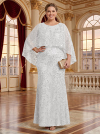 Jacquard Plus Size Jewel Mermaid Mother of the Bride/Groom Dresses with Cape
