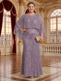 Jacquard Plus Size Jewel Mermaid Mother of the Bride/Groom Dresses with Cape