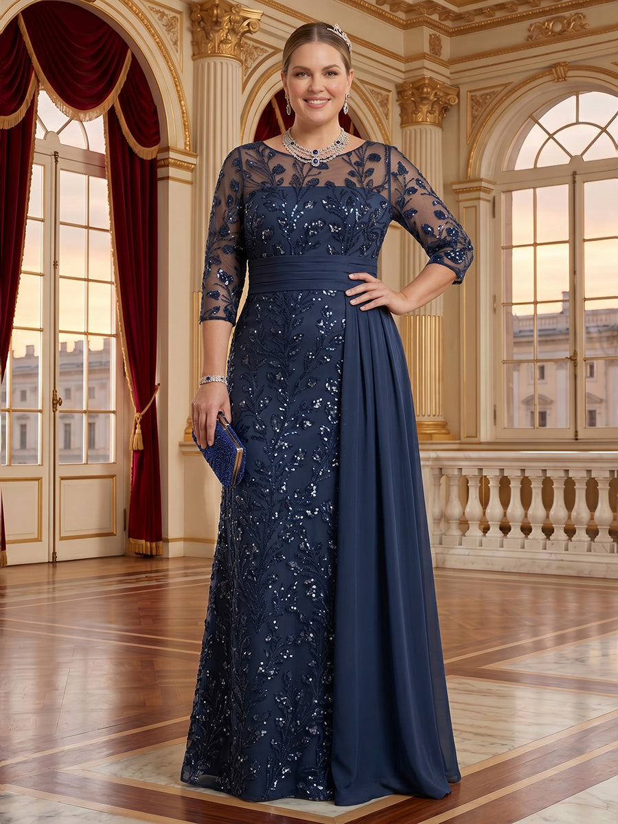 Plus Size Jewel Mermaid Lace Appliques Mother of the Bride/Groom Dresses