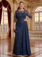 Plus Size Jewel Mermaid Lace Appliques Mother of the Bride/Groom Dresses