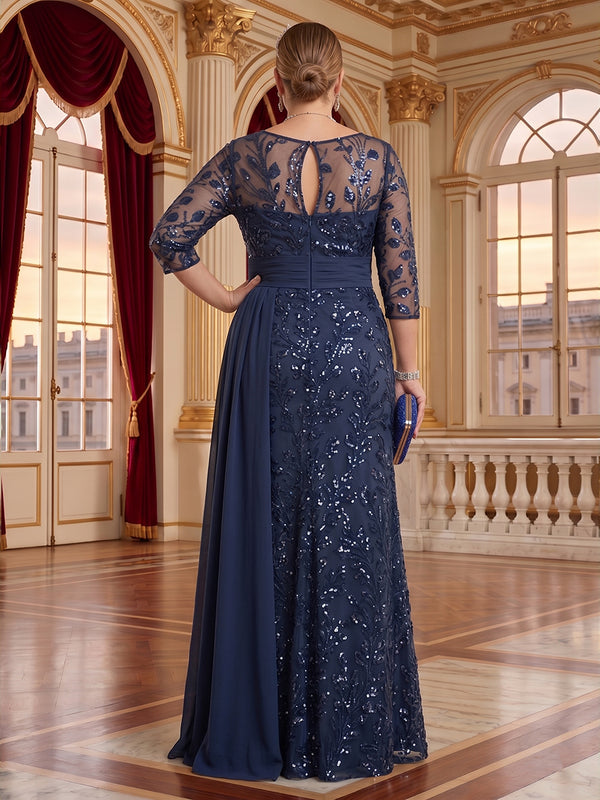 Plus Size Jewel Mermaid Lace Appliques Mother of the Bride/Groom Dresses