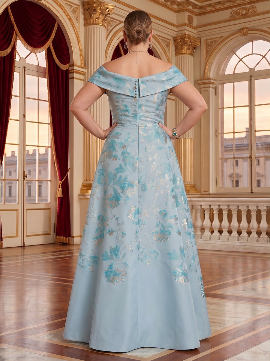 Jacquard Plus Size Off the Shoulder A Line Mother of the Bride/Groom Dresses