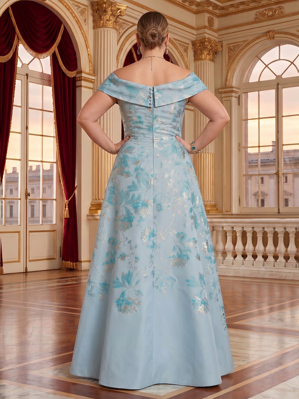 Jacquard Plus Size Off the Shoulder A Line Mother of the Bride/Groom Dresses