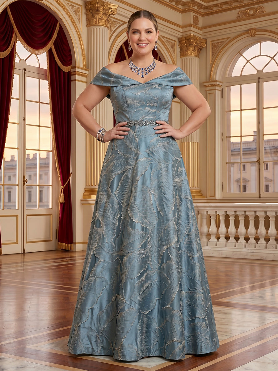 Jacquard Plus Size Off the Shoulder Beadings Mother of the Bride/Groom Dresses