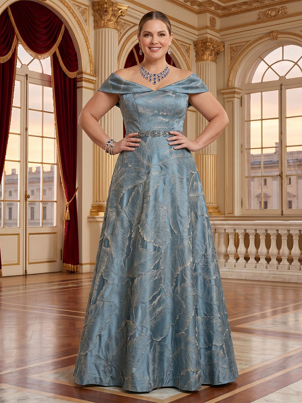 Jacquard Plus Size Off the Shoulder Beadings Mother of the Bride/Groom Dresses