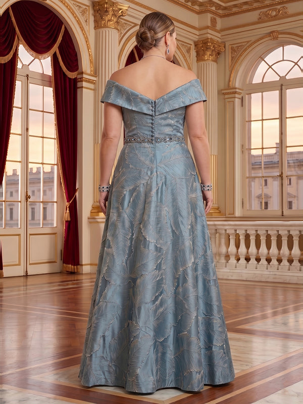 Jacquard Plus Size Off the Shoulder Beadings Mother of the Bride/Groom Dresses