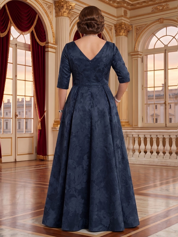 Jacquard Plus Size V Neck A Line Mother of the Bride/Groom Dresses