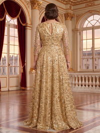 Jacquard Plus Size V Neck A Line Sequin Mother of the Bride/Groom Dresses