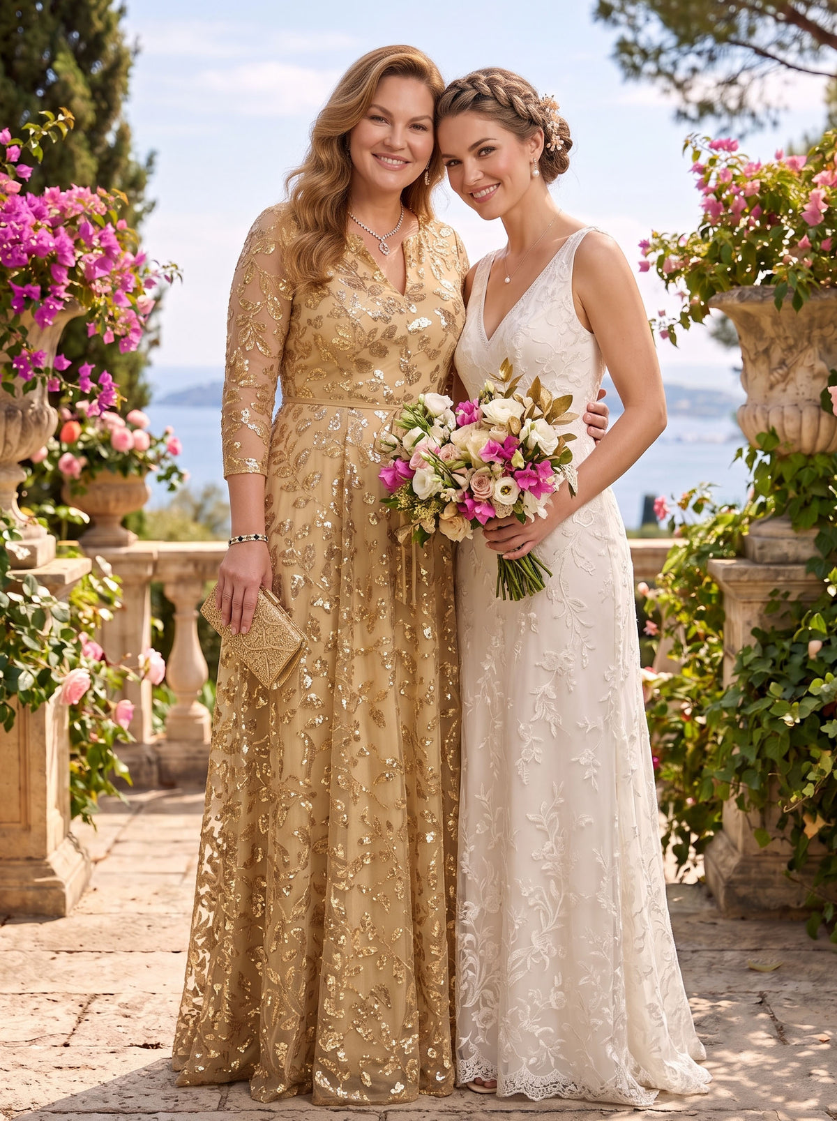 Jacquard Plus Size V Neck A Line Sequin Mother of the Bride/Groom Dresses