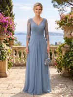 Chiffon V Neck A Line Floor Length Mother of the Bride/Groom Dresses