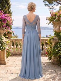 Chiffon V Neck A Line Floor Length Mother of the Bride/Groom Dresses
