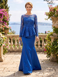 Satin Long Sleeves Mermaid Floor Length Mother of the Bride/Groom Dresses