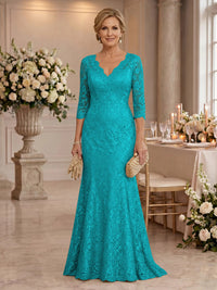 Lace Long Sleeves Mermaid Floor Length Mother of the Bride/Groom Dresses