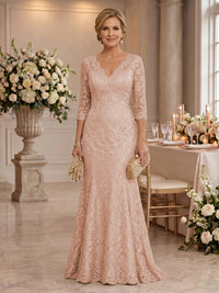 Lace Long Sleeves Mermaid Floor Length Mother of the Bride/Groom Dresses
