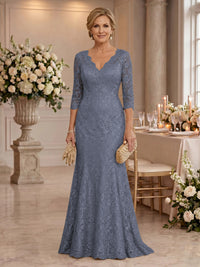 Lace Long Sleeves Mermaid Floor Length Mother of the Bride/Groom Dresses