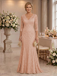 Lace Long Sleeves Mermaid Floor Length Mother of the Bride/Groom Dresses