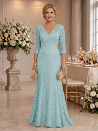 Lace Long Sleeves Mermaid Floor Length Mother of the Bride/Groom Dresses